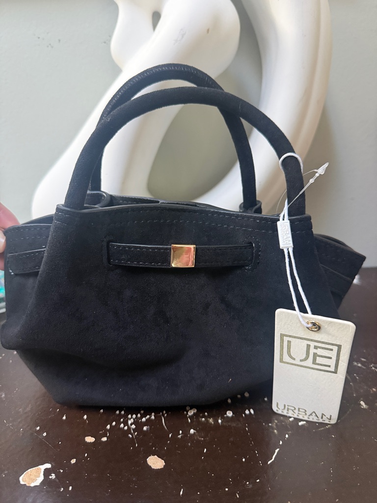 Urban Expressions Black Suede Mini Satchel With Gold Accent